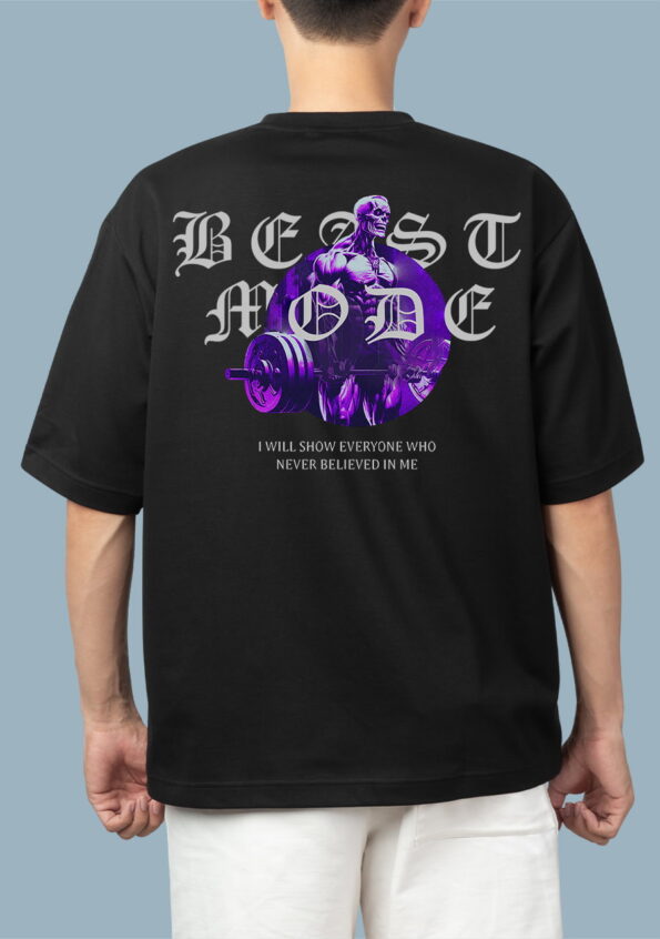Beast Mode Oversized Black T-Shirt For Men
