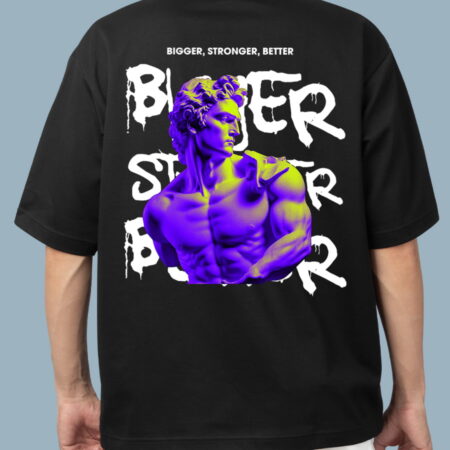 Bigger Stronger Better Black T-Shirt For Men