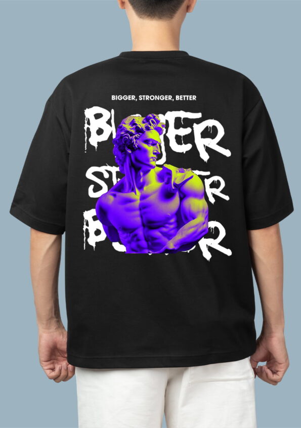 Bigger Stronger Better Black T-Shirt For Men