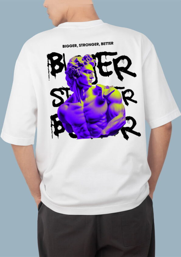 Bigger Stronger Better White T-Shirt For Men