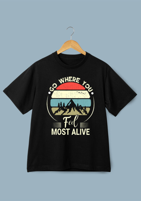 Go Where you Feel Most Alive Men's Black T-Shirt 1