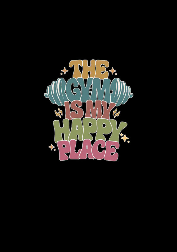 Gym is happy place T-Shirt for Men Black