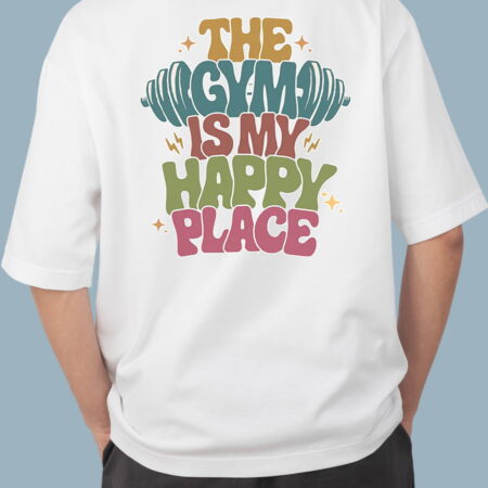 Gym is happy place White T-Shirt for Men