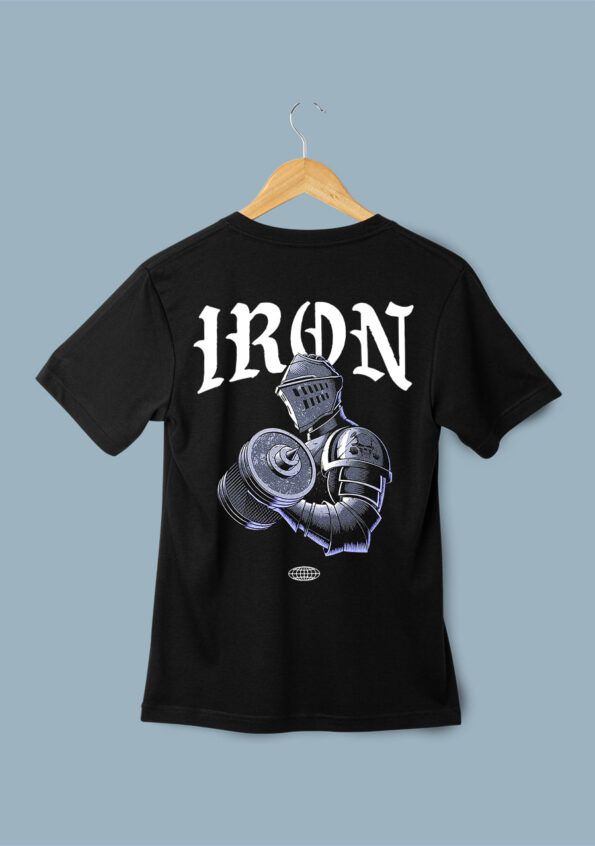 IRON Oversized Men's Black T-shirt 1
