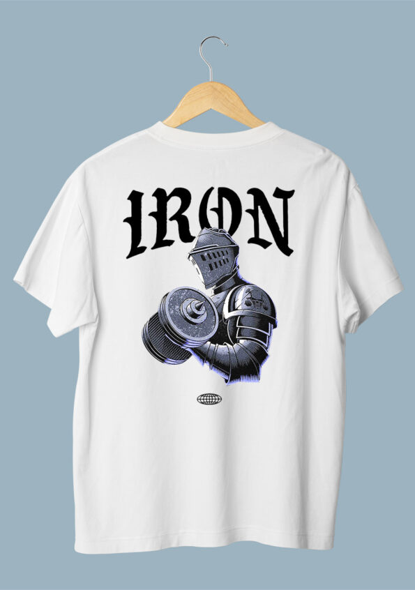 IRON Oversized Men's White T-shirt 1