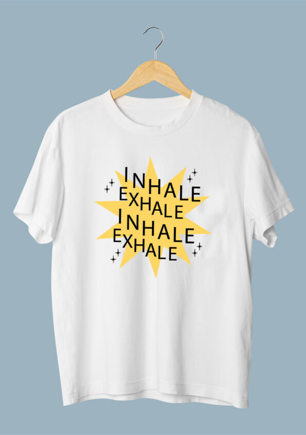 Inhale Exhale White T-Shirt for Men 1