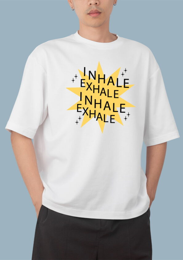 Inhale Exhale White T-Shirt for Men