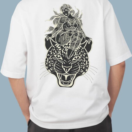 Jaguar With a lady White T-Shirt for Men