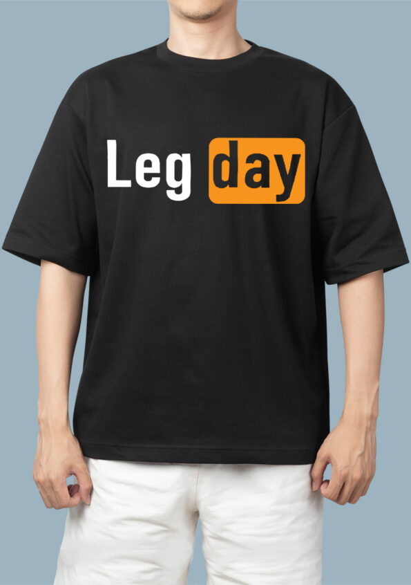 Leg Day Black Oversized T-shirt for Men