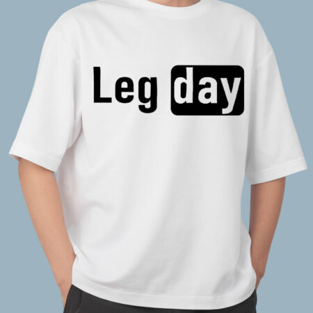 Leg Day White Oversized T-shirt for Men