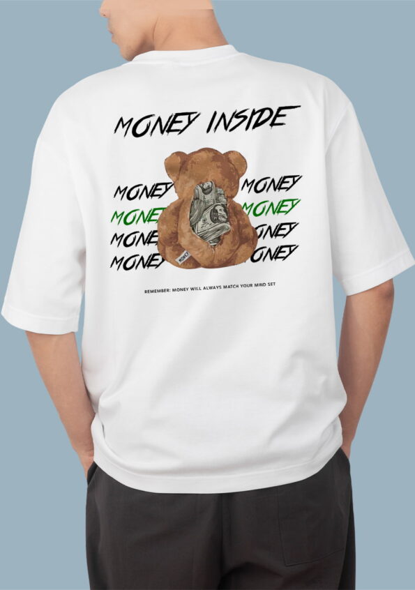 Money Inside Oversized White T-Shirt for Men