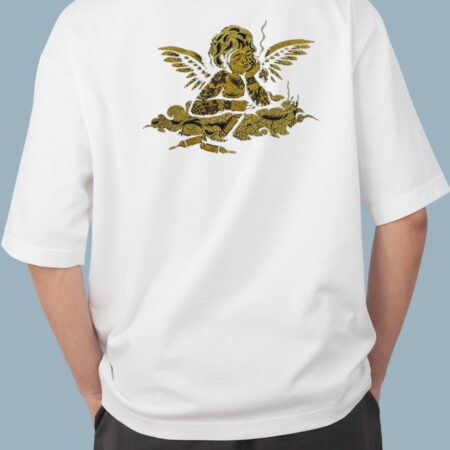 Spiritual Angel Boy White Oversized T-shirt for Men