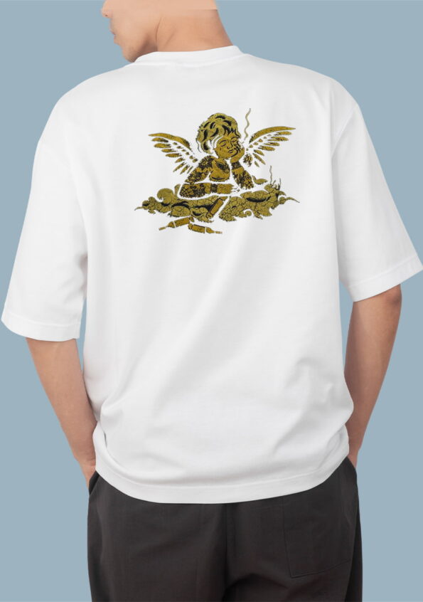 Spiritual Angel Boy White Oversized T-shirt for Men