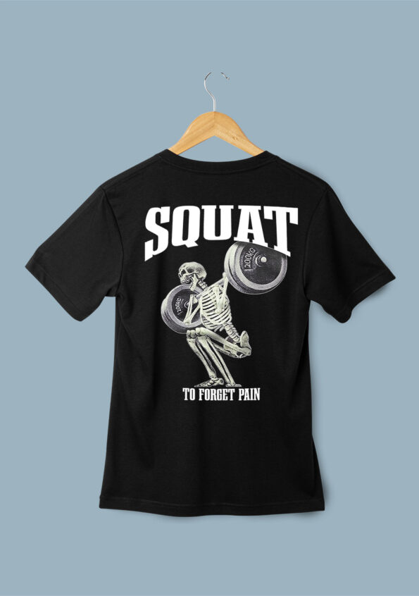 Squat to Forget Pain Black T-Shirt For Men 1