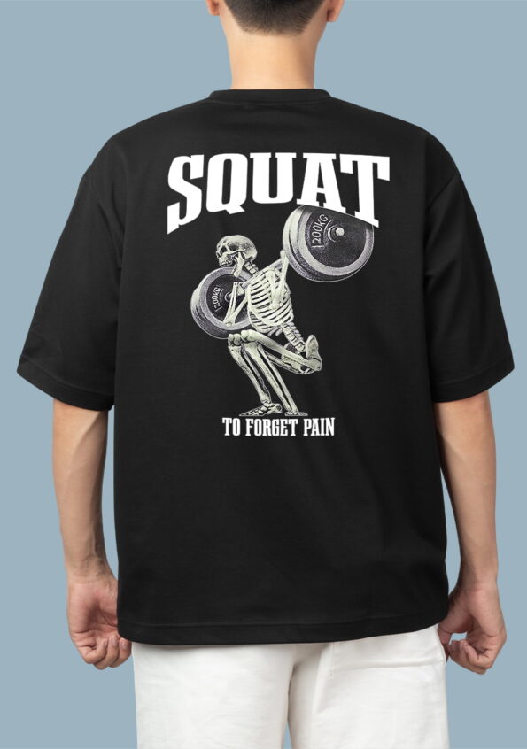 Squat to Forget Pain Black T-Shirt For Men