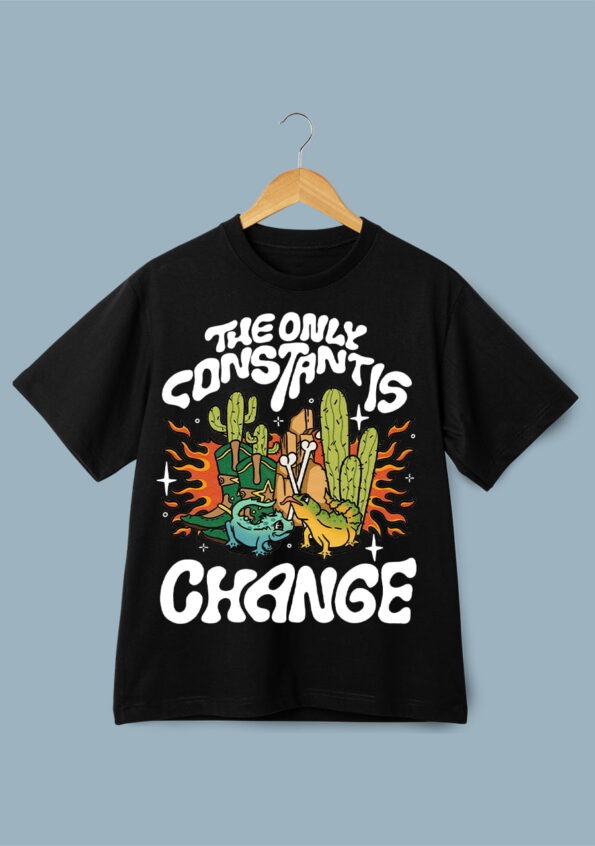 The only Constant is Change Black T-Shirt for Men 1