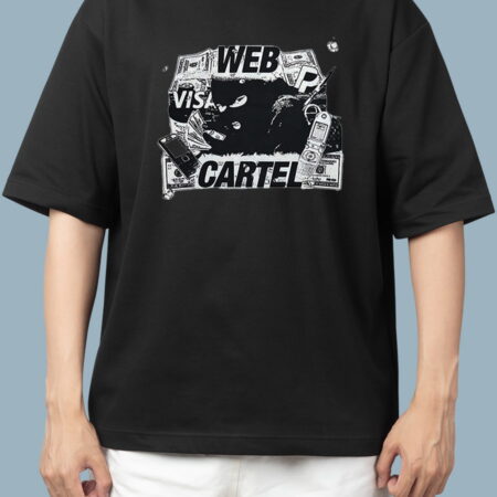 Web Visa Cartel Artwork Oversized Black T-Shirt For Men