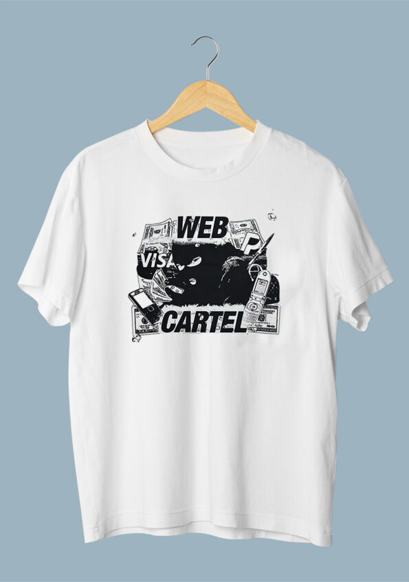 Web Visa Cartel Artwork Oversized White T-Shirt For Men 1