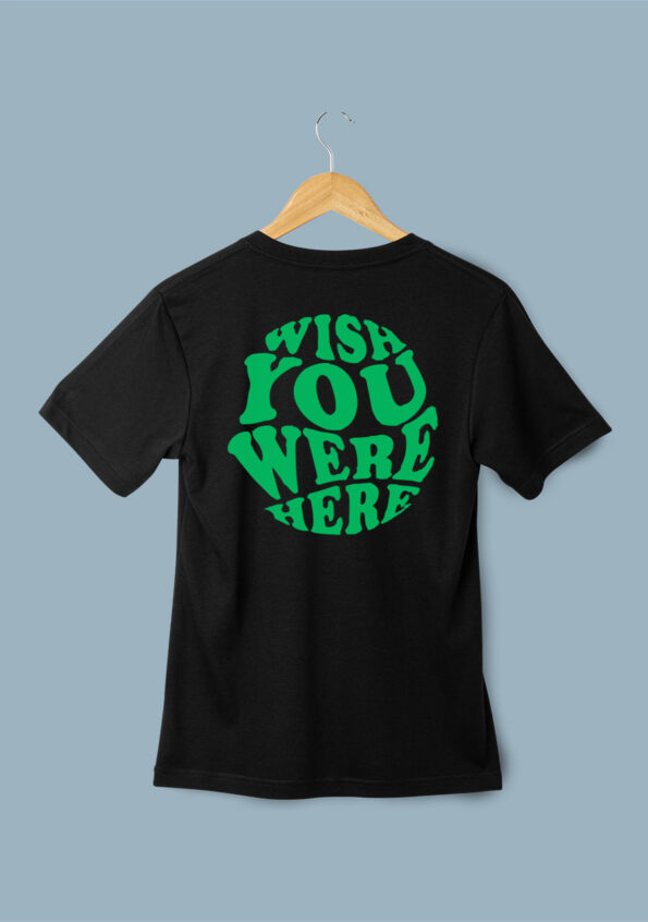 Wish You Were Here Men's Black T-shirt In Green Logo