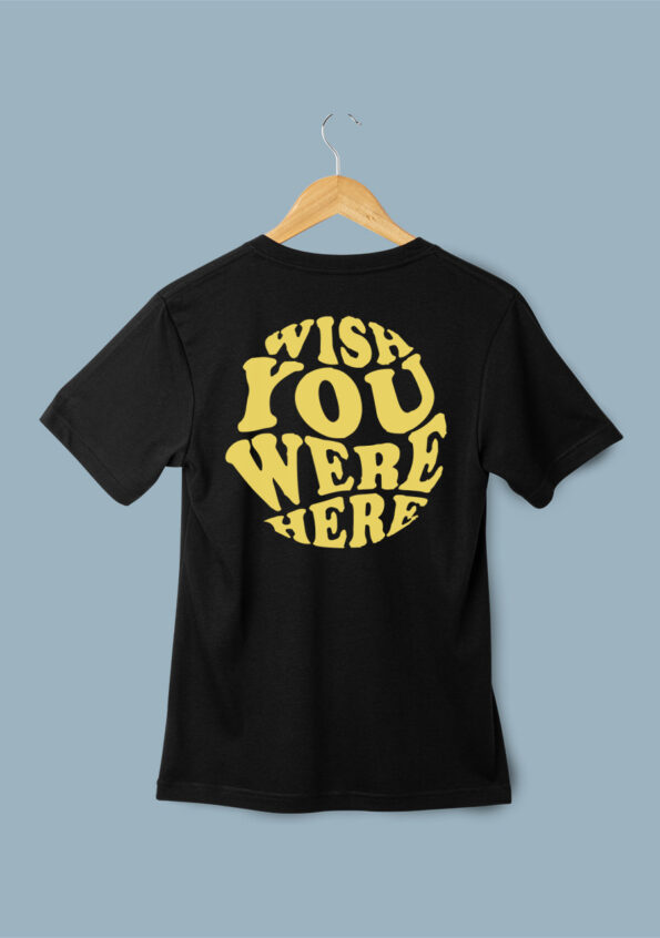 Wish You Were Here Men's Black T-shirt In Yellow Logo 1