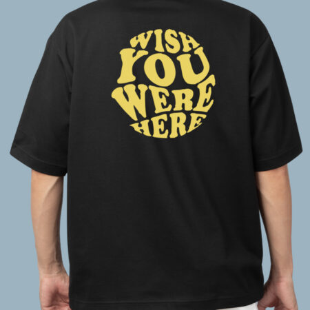 Wish You Were Here Men's Black T-shirt In Yellow Logo