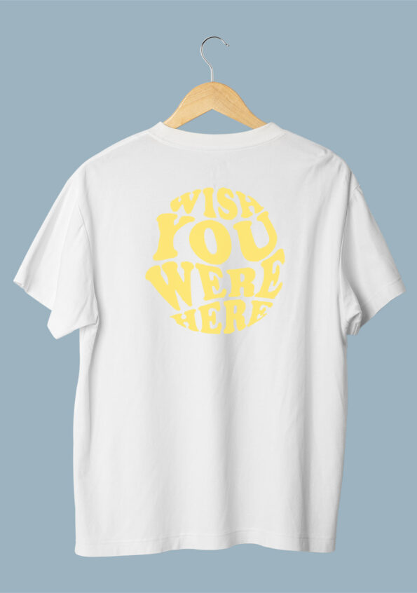 Wish You Were Here Men's White T-shirt In Yellow Logo 1