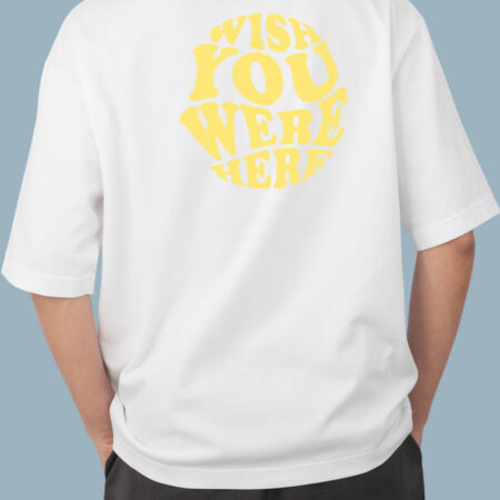Wish You Were Here Men's White T-shirt In Yellow Logo