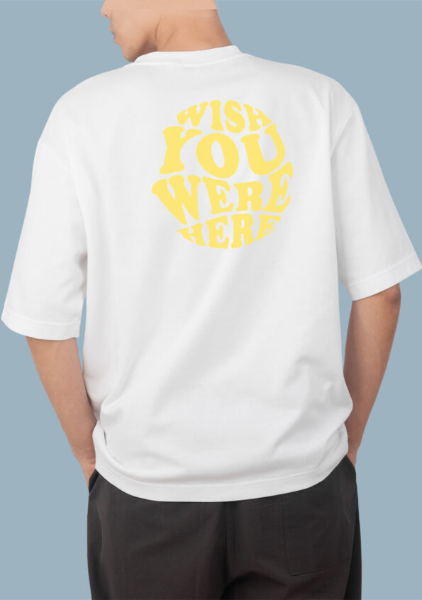 Wish You Were Here Men's White T-shirt In Yellow Logo