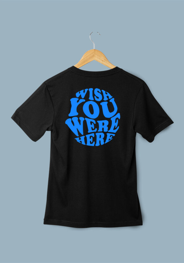 Wish you were here Blue art Black T-Shirt for Men 1