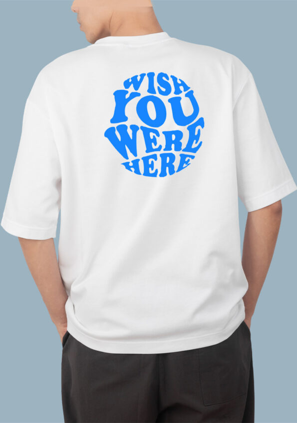 Wish you were here Blue art White T-Shirt for Men