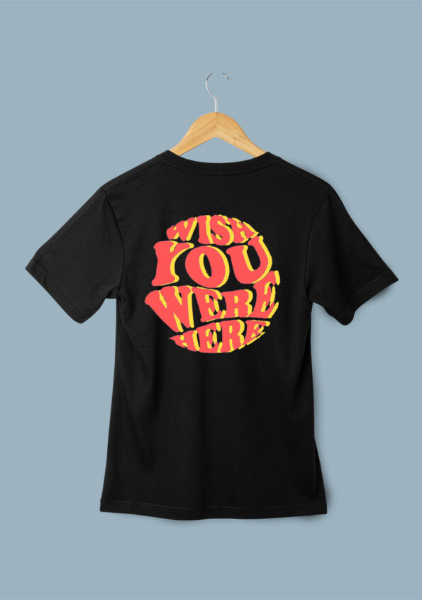 Wish you were here Red Yollow foyed Black T-Shirt for Men 1