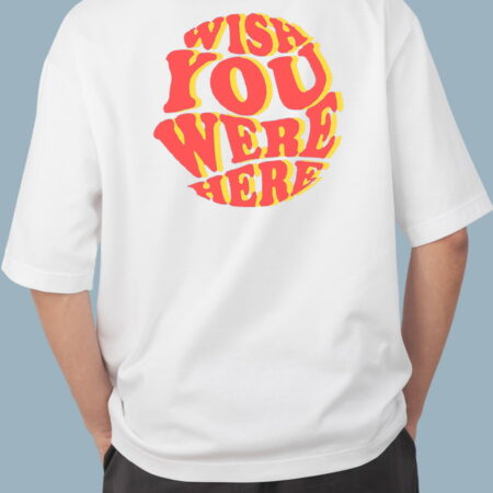 Wish you were here Red Yollow foyed White T-Shirt for Men