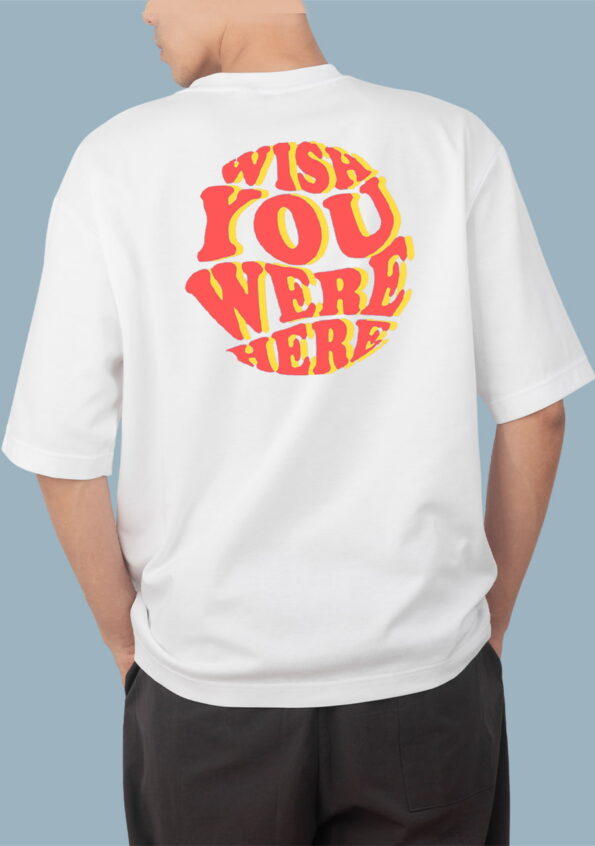 Wish you were here Red Yollow foyed White T-Shirt for Men