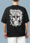 Booster Ghost Art Oversized Men's black T-shirt
