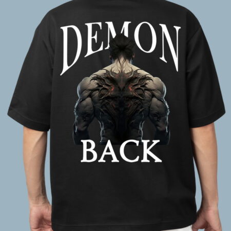 Demon Back Oversized Black T-Shirt for Men