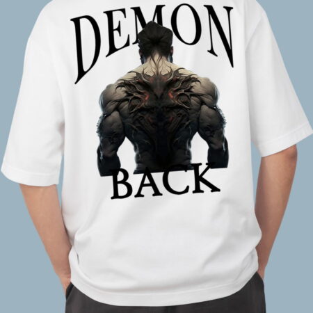 Demon Back Oversized WhiteT-Shirt for Men