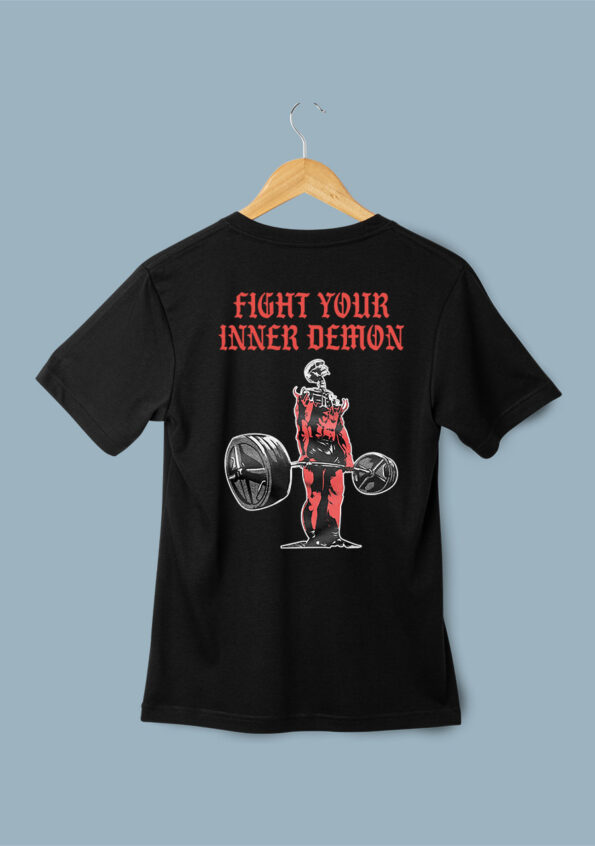 Fight Your Inner Demon Oversized Men's Black T-shirt 1