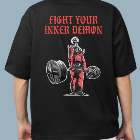 Fight Your Inner Demon Oversized Men's Black T-shirt