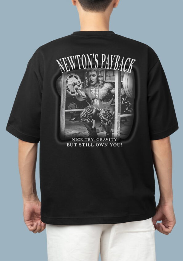 NEWTON'S PAYBACK Men's Oversized Black T-shirt