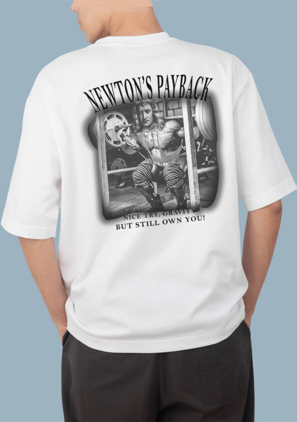 NEWTON'S PAYBACK Men's Oversized White T-shirt