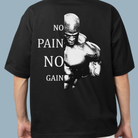 NO PAIN NO GAIN Men's Oversized Black T-shirt