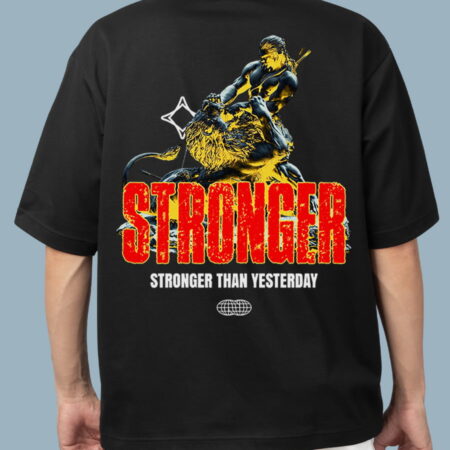 STRONGER THAN YESTERDAY Men's Oversized Black T-Shirt