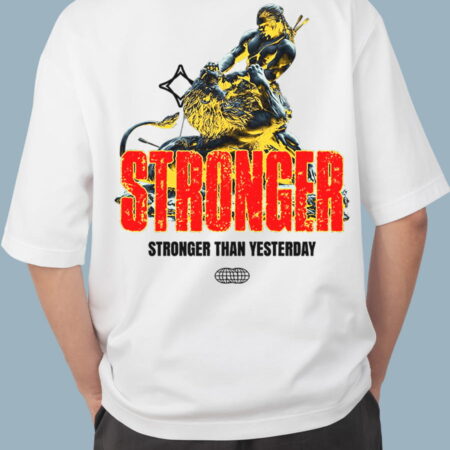 STRONGER THAN YESTERDAY Men's Oversized White T-Shirt