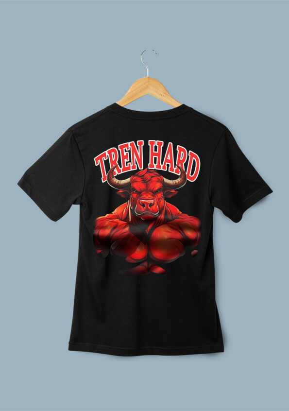 TREN HARD BULL Oversized Men's Black T-Shirt 1