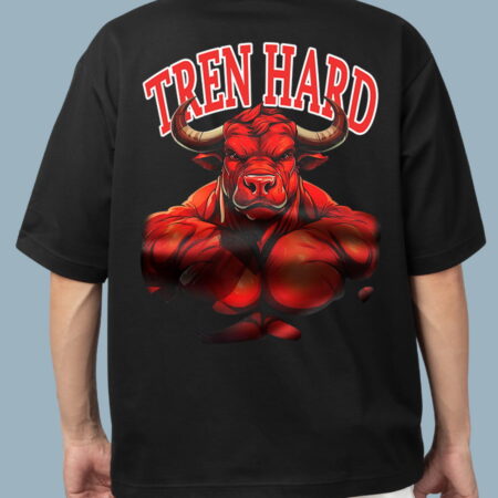 TREN HARD BULL Oversized Men's Black T-Shirts