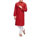 Mens-Plain-Solid-Kurta-Pyjama-Set-Red.jpg